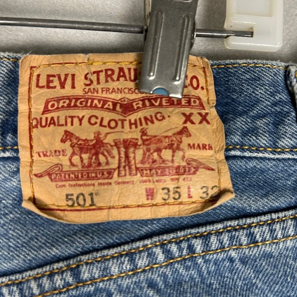 Levis 501 Jeans Mens 35X32 Blue Original Fit Straight Leg 5-Pocket Classic Denim